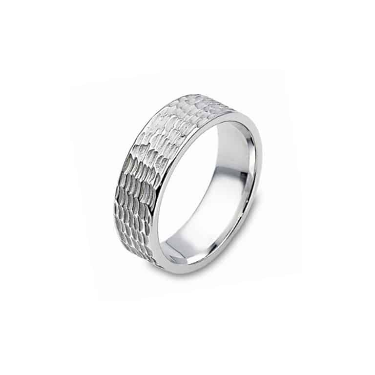 9ct White Gold Gents Textured Wedding Ring | Xennox Diamonds