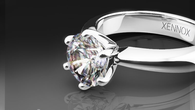 Rhodium Plated Engagement Ring